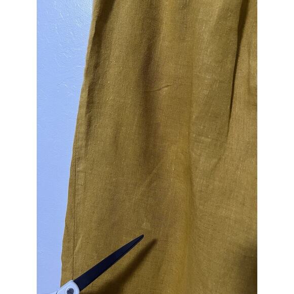 J Jill 100% Linen Wide Leg Pants Size S Mustard Yellow Lagenlook Boho Beach - Picture 5 of 8